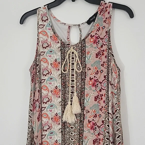 NAIF Boho Paisley Print Sleeveless Mini Dress in Soft Lightweight Fabric - Picture 2 of 8